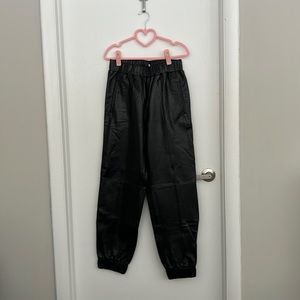 Ganni Lamb Leather Joggers, Black, US 4/EU 36